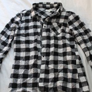 NEW Black and White Flannel Button Down